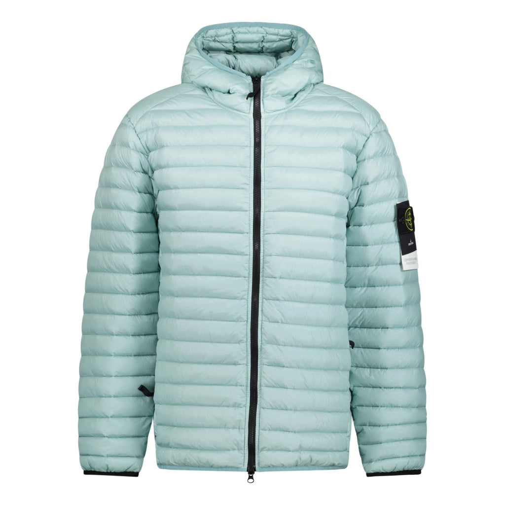 Stone Island Loom Woven Hooded Down Jacket Blue - chancefashionco