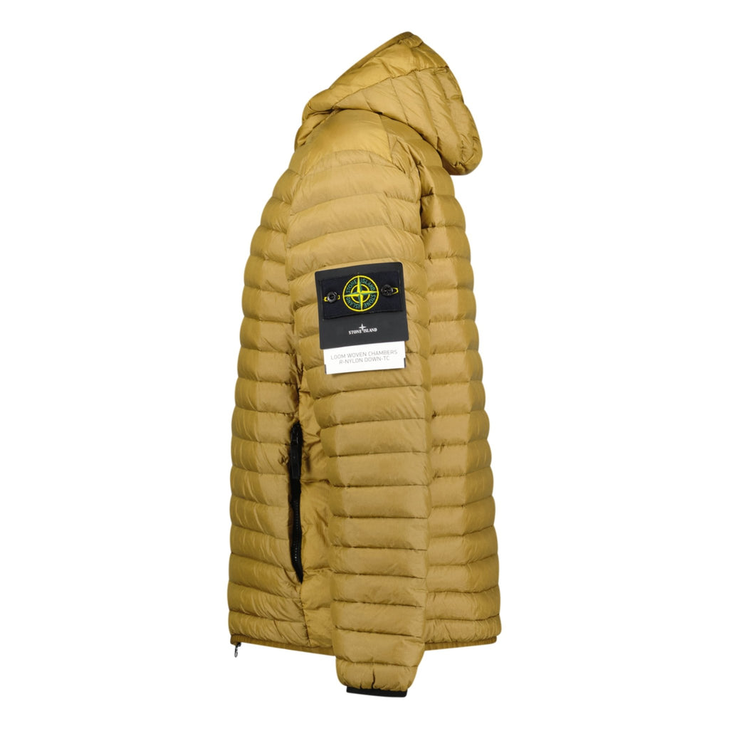 Stone Island Loom Woven Hooded Down Jacket Dark Beige - chancefashionco