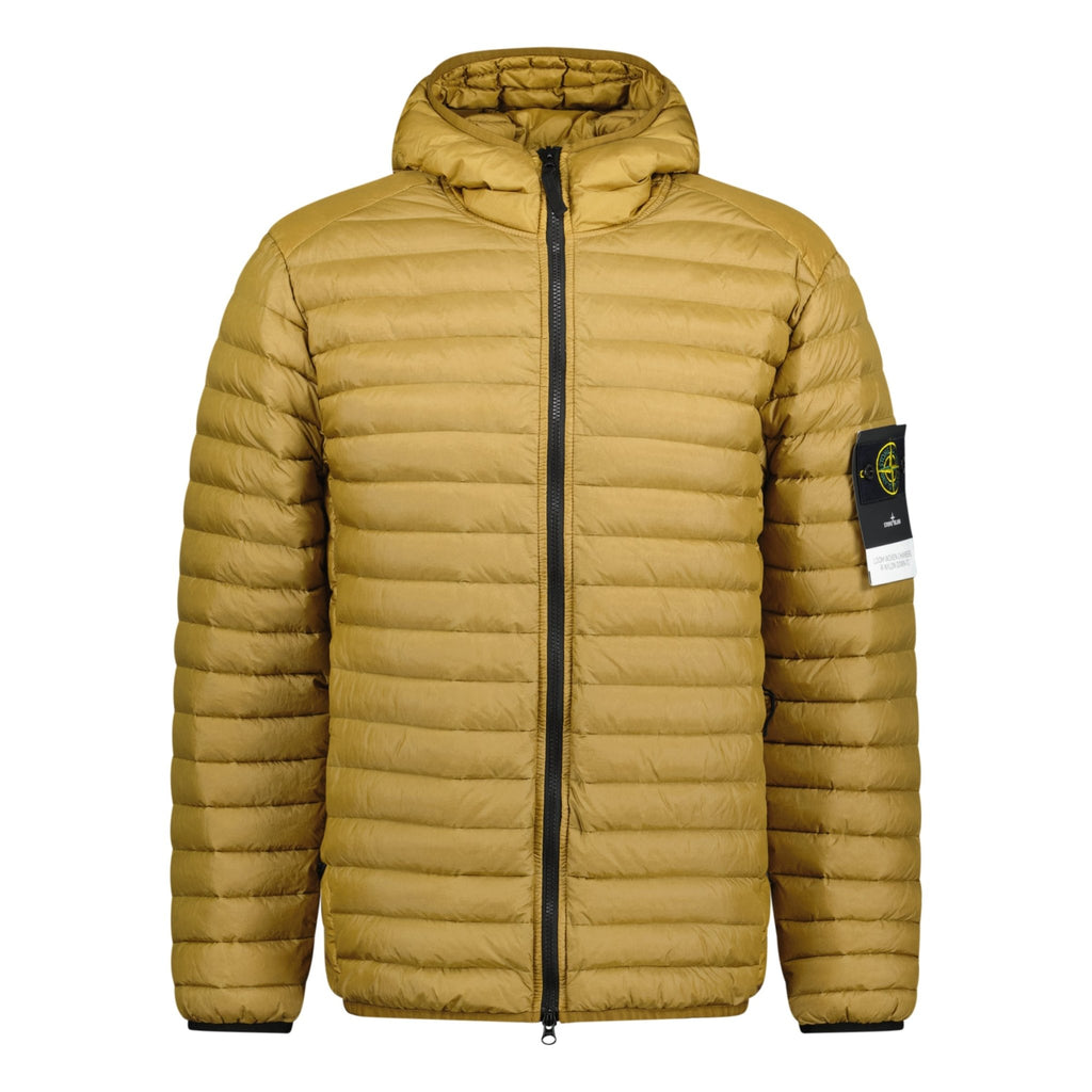 Stone Island Loom Woven Hooded Down Jacket Dark Beige - chancefashionco