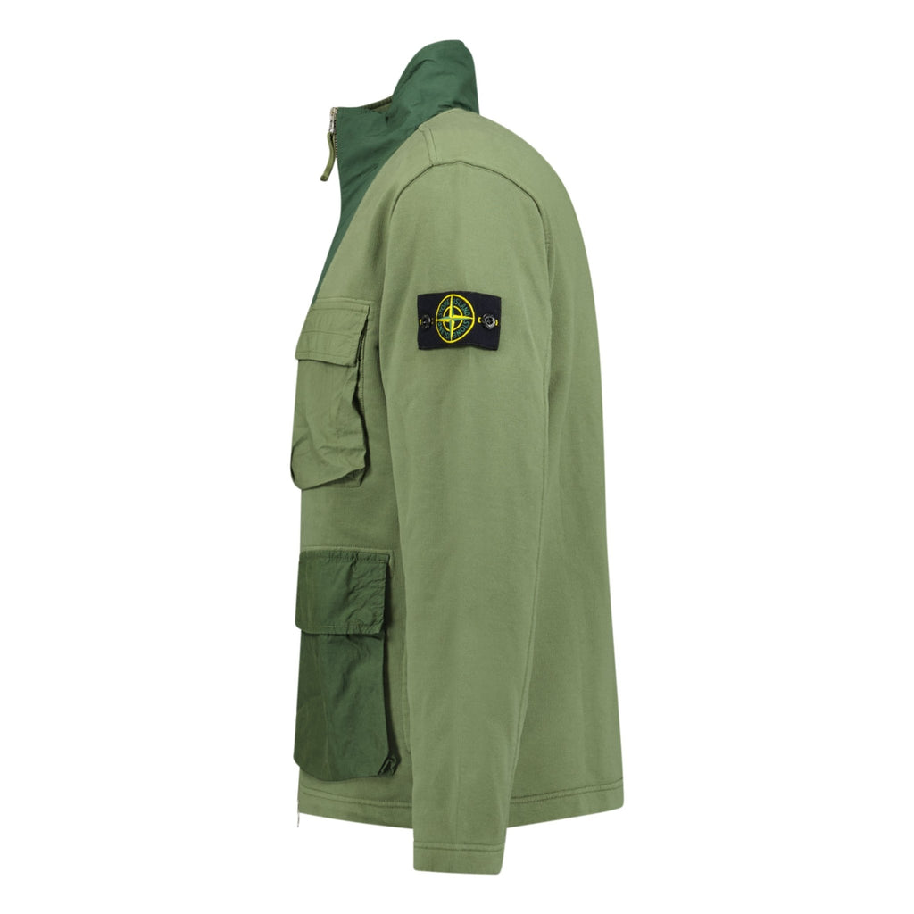 Stone Island Paneled Zip Sweatshirt Khaki - chancefashionco