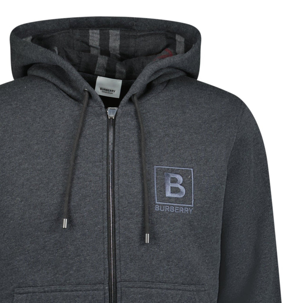 Burberry 'Fordson' Check Hoodie Sweatshirt Charcoal - chancefashionco