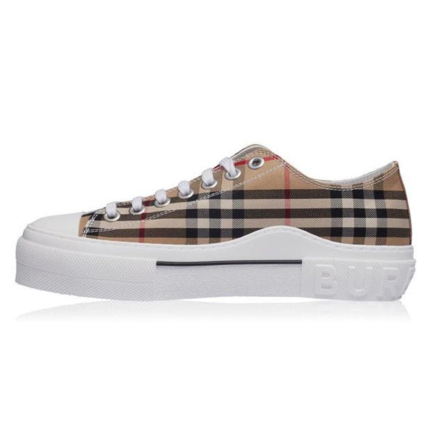 Burberry 'Jack Low' Check Trainers Beige - chancefashionco