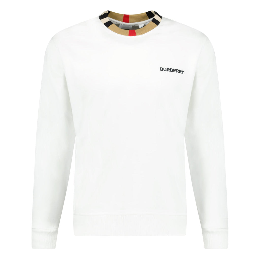 Burberry 'Jarrad' Check Neck Sweatshirt White - chancefashionco