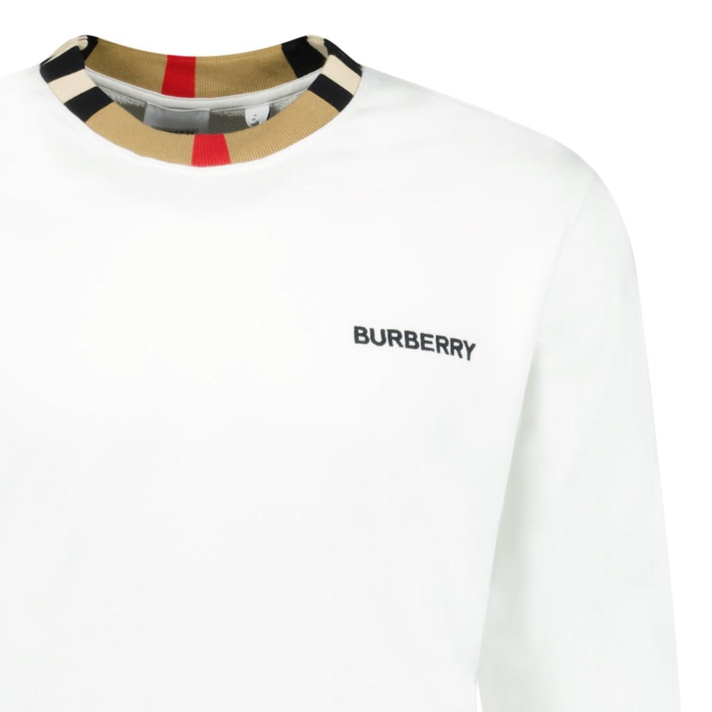 Burberry 'Jarrad' Check Neck Sweatshirt White - chancefashionco