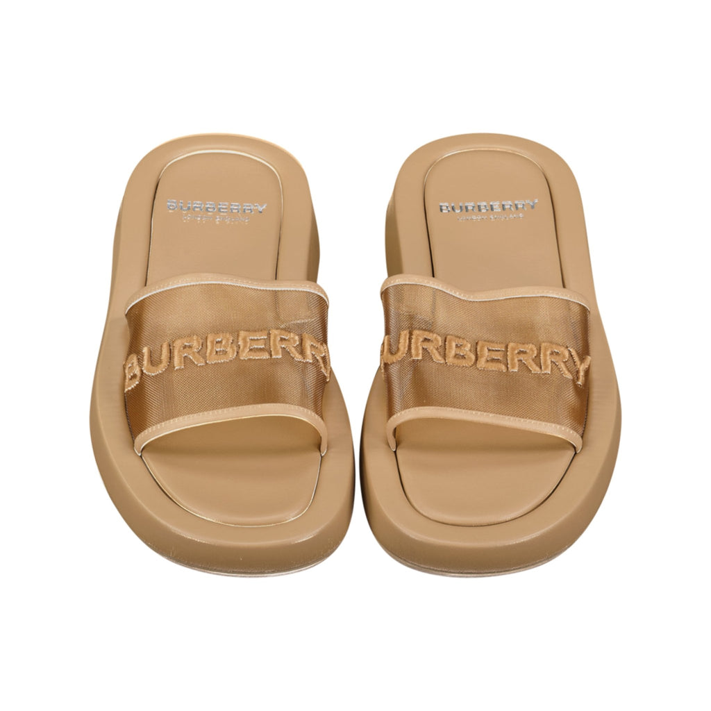 Burberry Womens 'Buckingham' Sliders Beige - chancefashionco