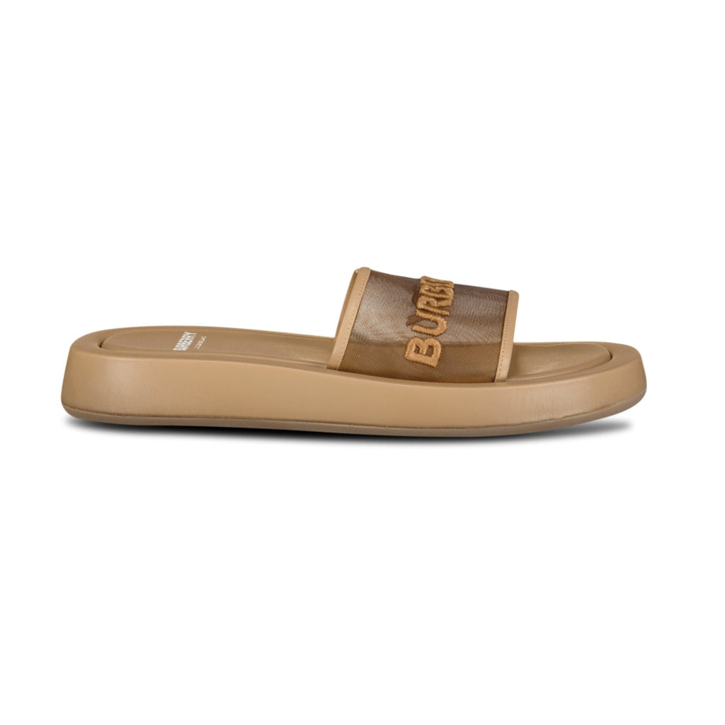 Burberry Womens 'Buckingham' Sliders Beige - chancefashionco