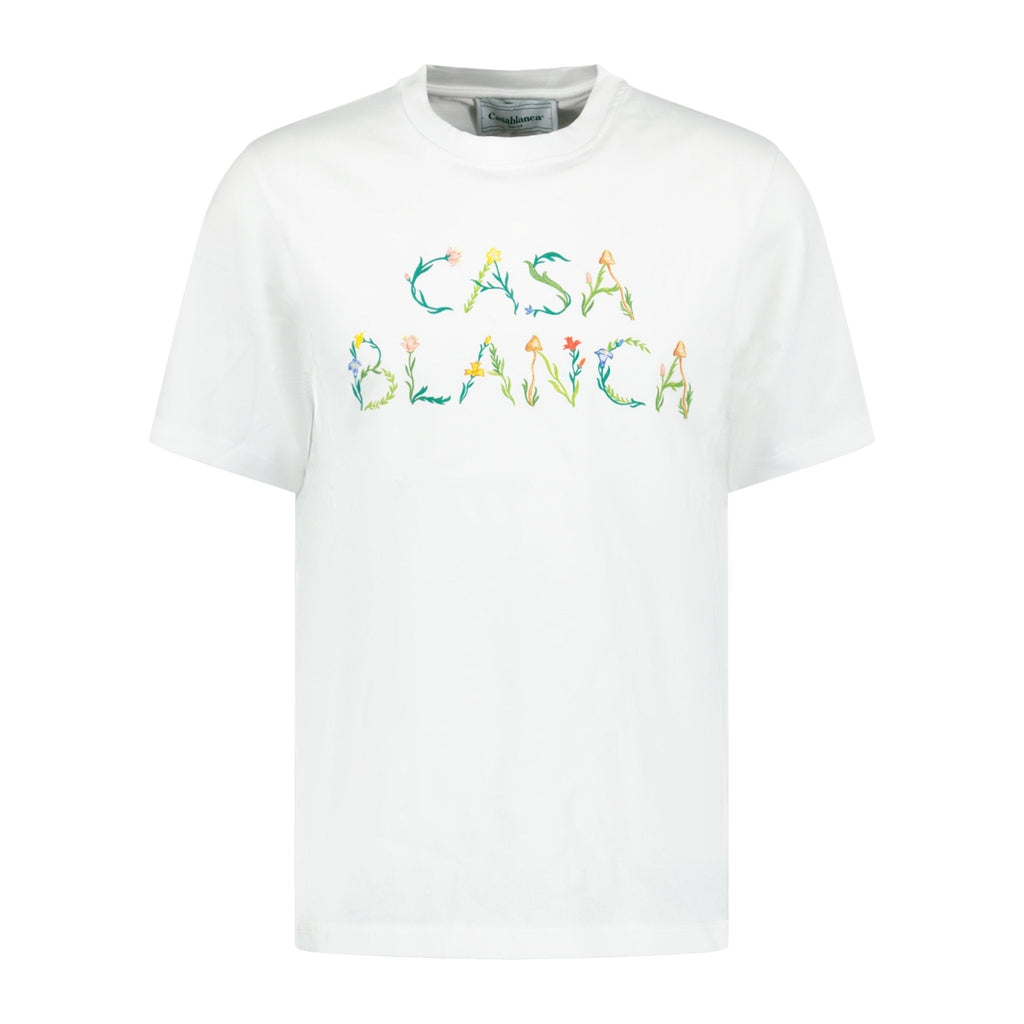 Casablanca Floral Logo Cotton T-Shirt White - chancefashionco