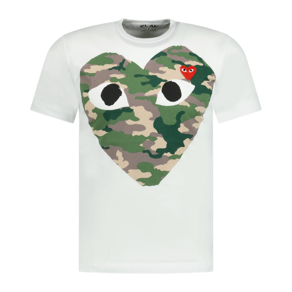 Comme Des Garcons Camo Heart Print T-Shirt White - chancefashionco