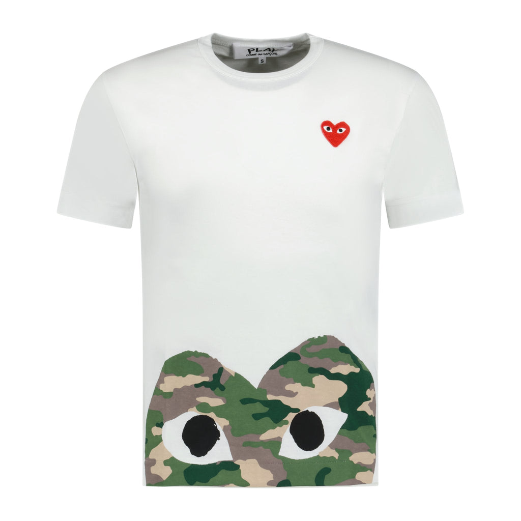 Comme Des Garcons Camo Heart Print T-Shirt White - chancefashionco