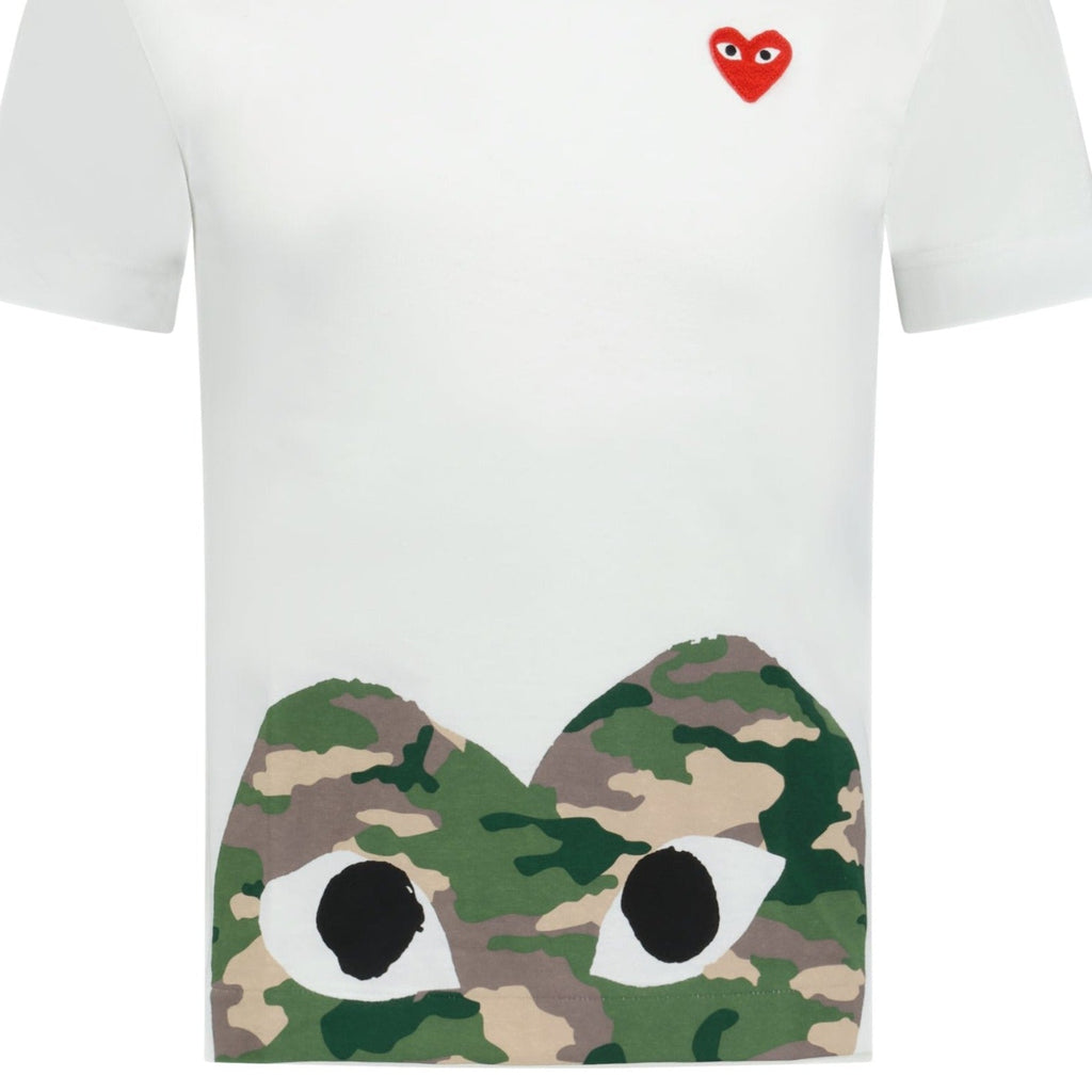 Comme Des Garcons Camo Heart Print T-Shirt White - chancefashionco