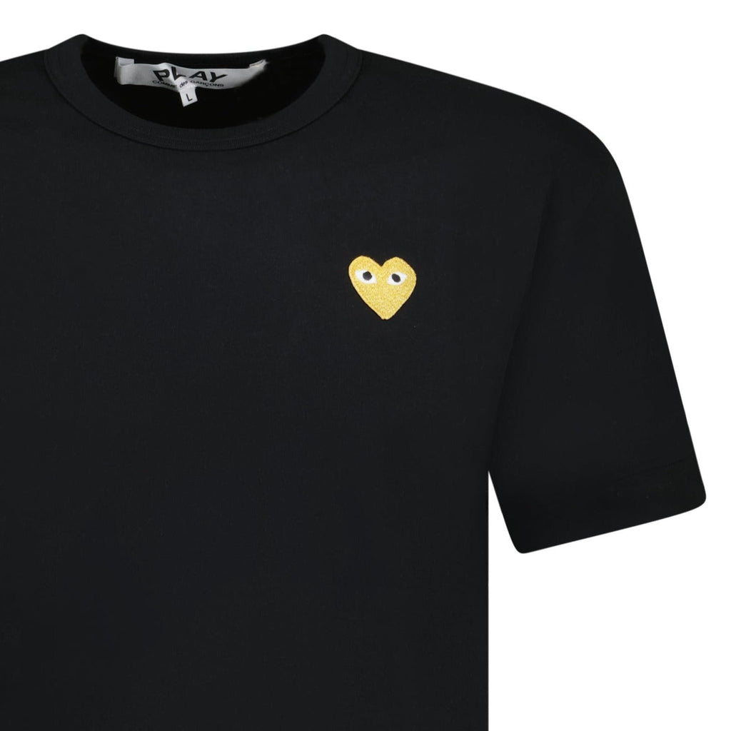 Comme Des Garcons Gold Heart Logo T-Shirt Black - chancefashionco