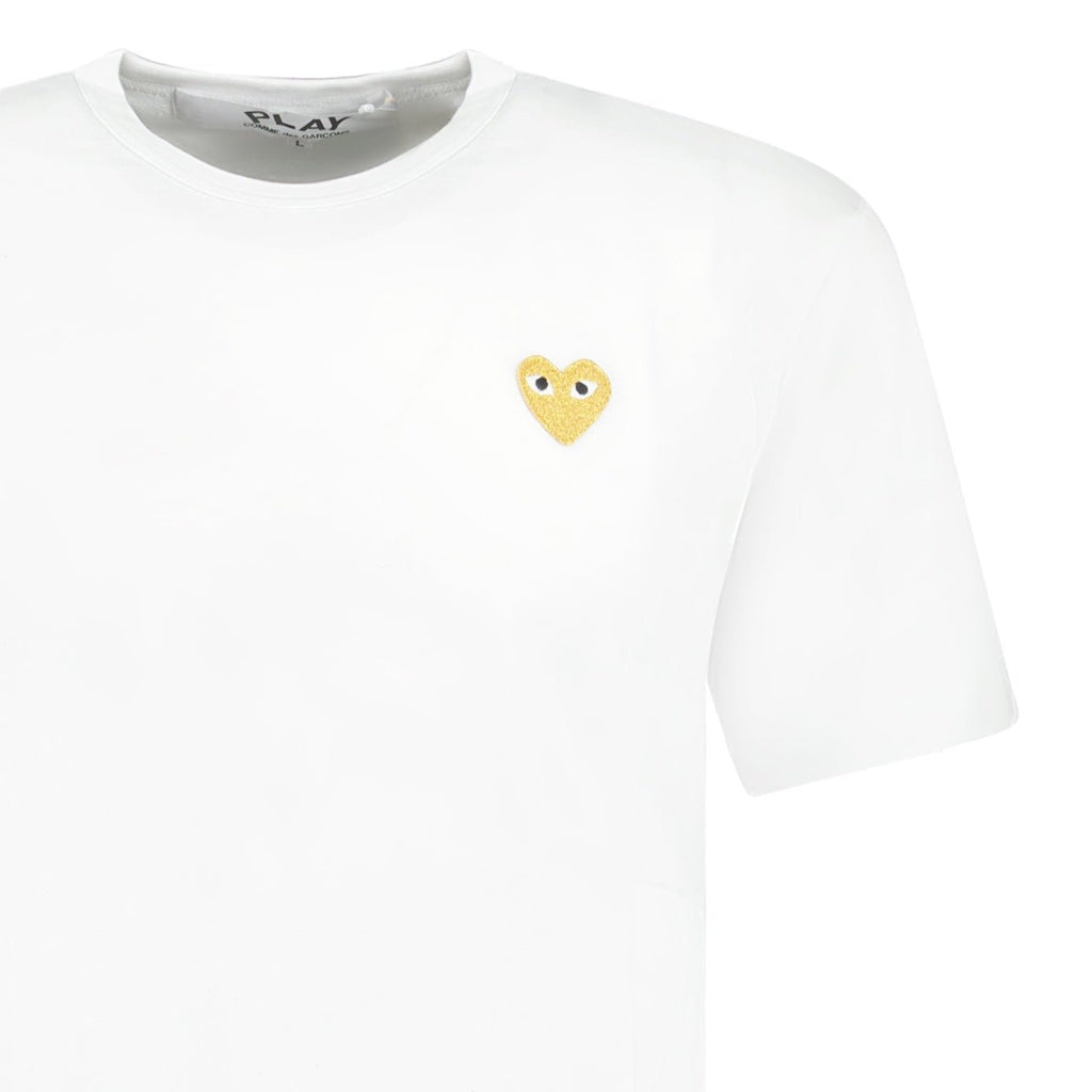 Comme Des Garcons Gold Heart Logo T-Shirt White - chancefashionco