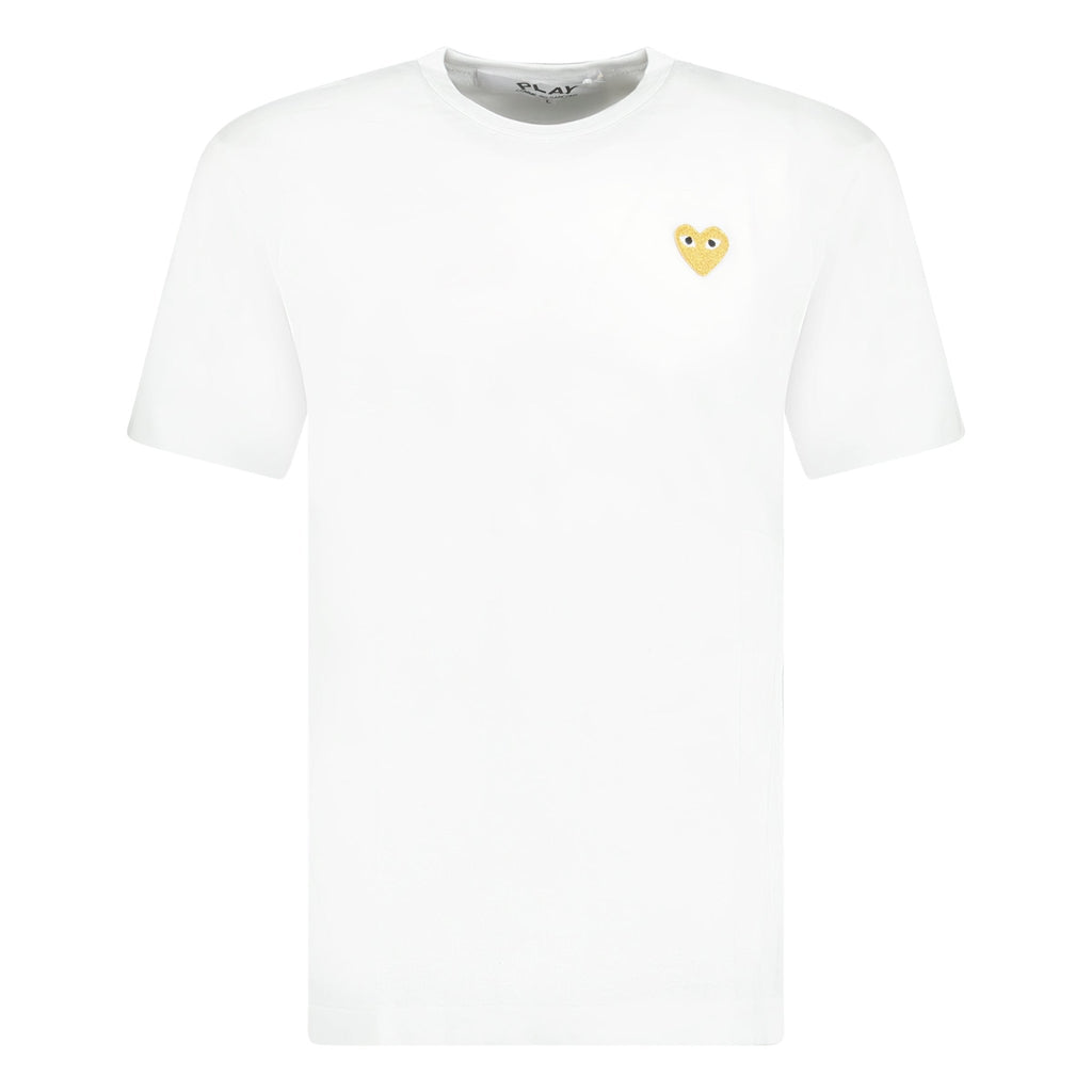 Comme Des Garcons Gold Heart Logo T-Shirt White - chancefashionco