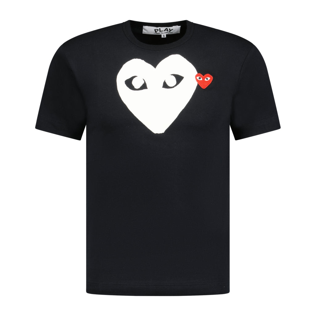 Comme Des Garcons White Heart Print T-Shirt Black - chancefashionco