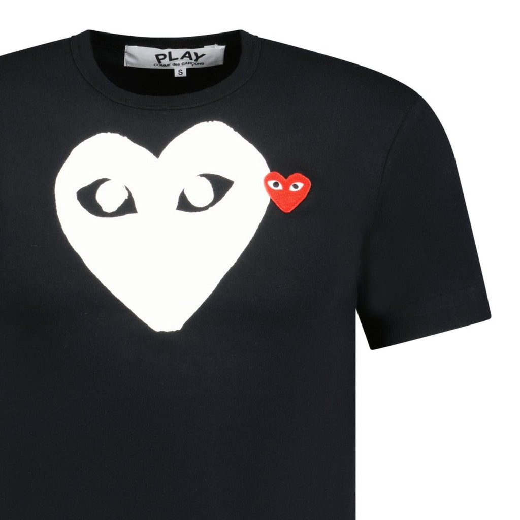 Comme Des Garcons White Heart Print T-Shirt Black - chancefashionco