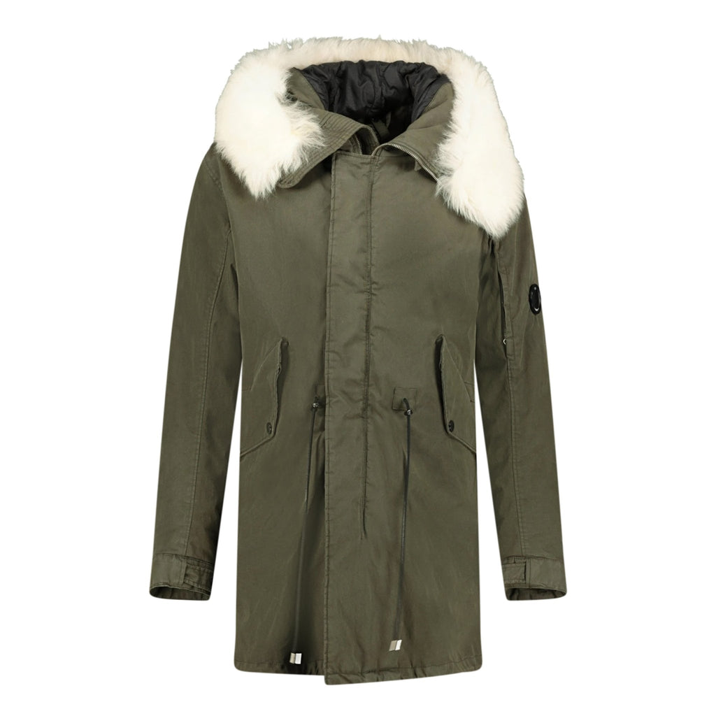 CP Company 50 Fili Fur Parka Jacket Khaki - chancefashionco