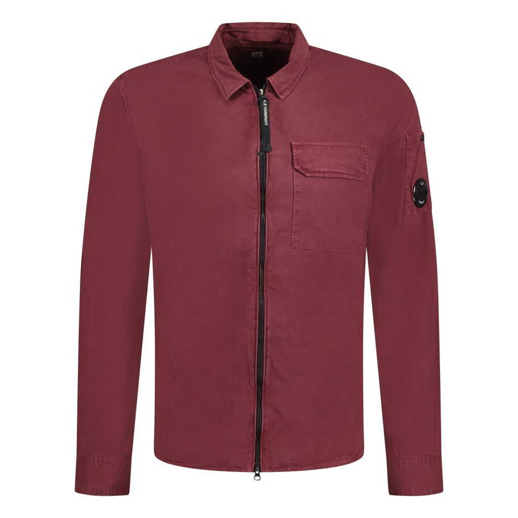 CP Company Arm Lens Zip Overshirt Maroon - chancefashionco