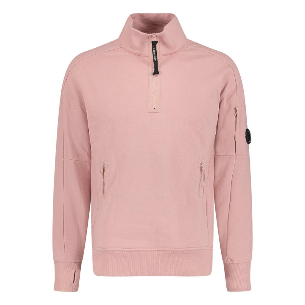 CP Company Lens Quarter Zip Sweatshirt Pink - chancefashionco