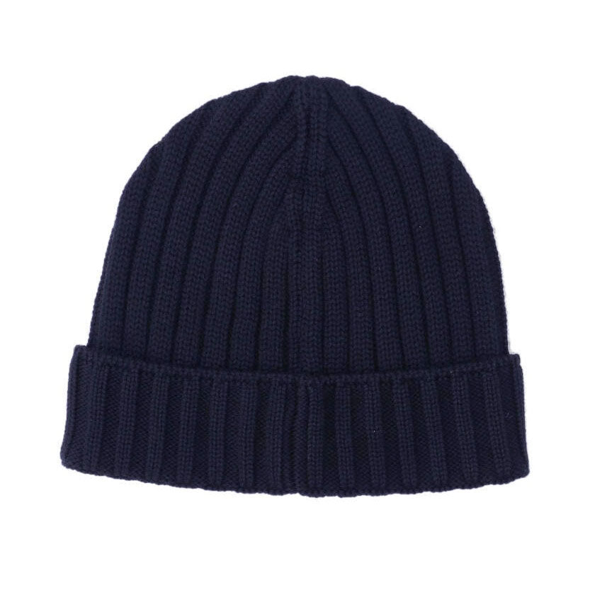 CP Company Logo Patch Beanie Navy - chancefashionco