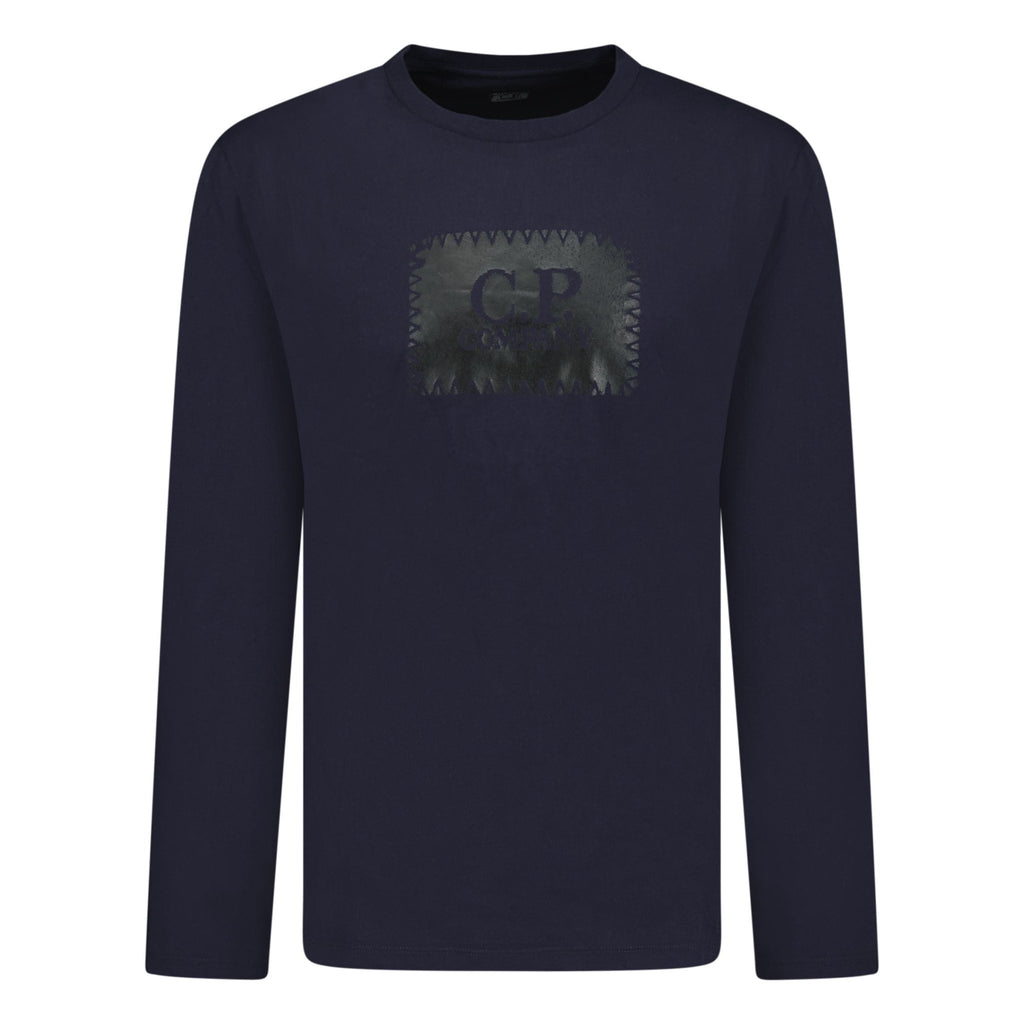 CP Company Stitch Print Long Sleeve T-Shirt Navy - chancefashionco