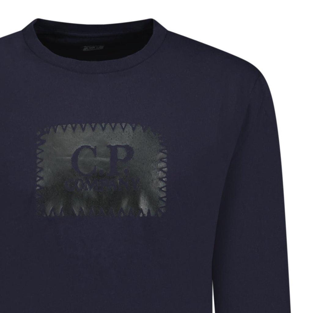CP Company Stitch Print Long Sleeve T-Shirt Navy - chancefashionco