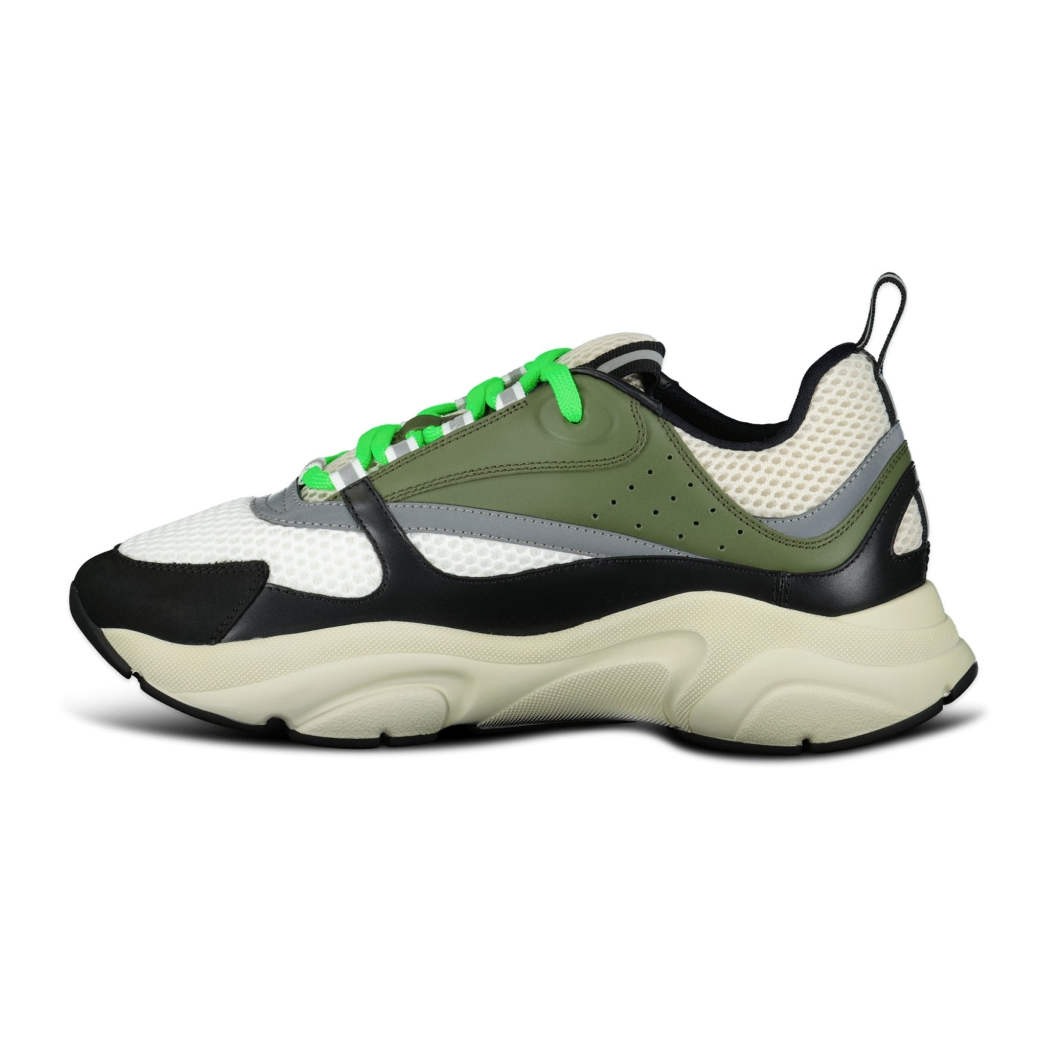 Dior B22 Anthracite Gray Mesh And Black & Green Low Top Sneakers