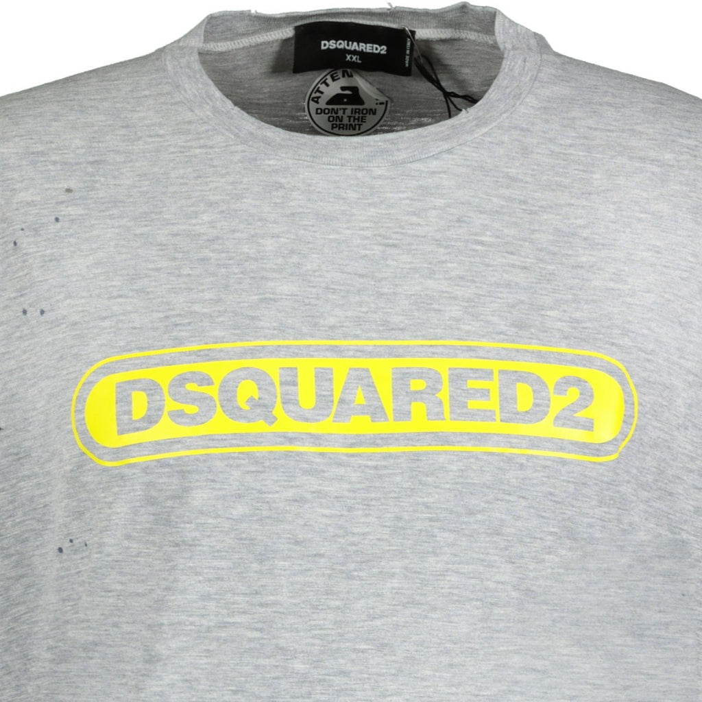 Dsquared2 Printed Logo Paint Splatter T-Shirt Grey - chancefashionco