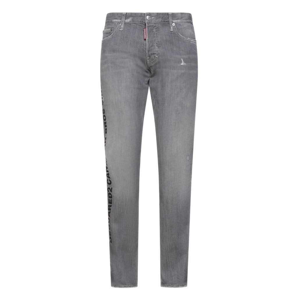 DSquared2 'Slim' Typo Distressed Stitch Grey Jeans - chancefashionco