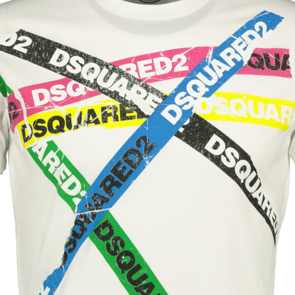 Dsquared2 Tape Logo T-Shirt White - chancefashionco