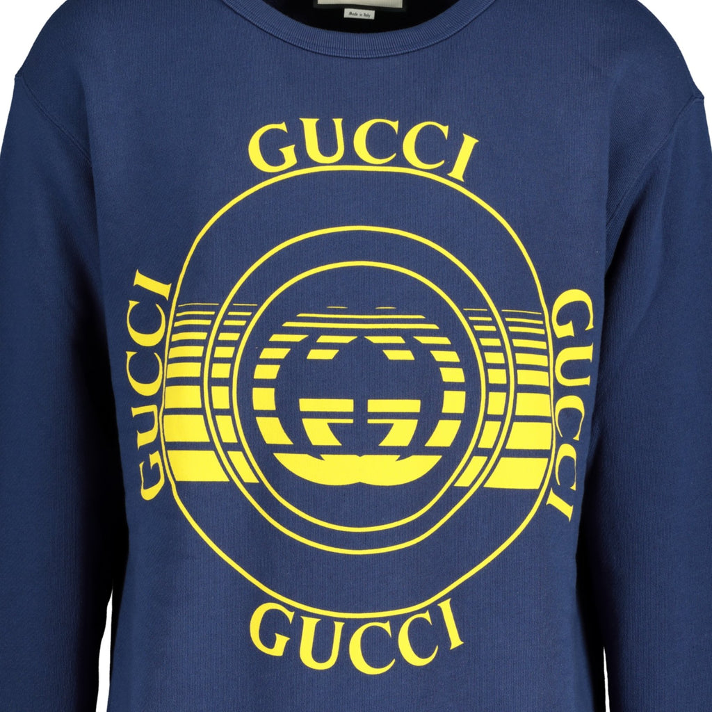 Gucci Record Print Sweatshirt Blue - chancefashionco