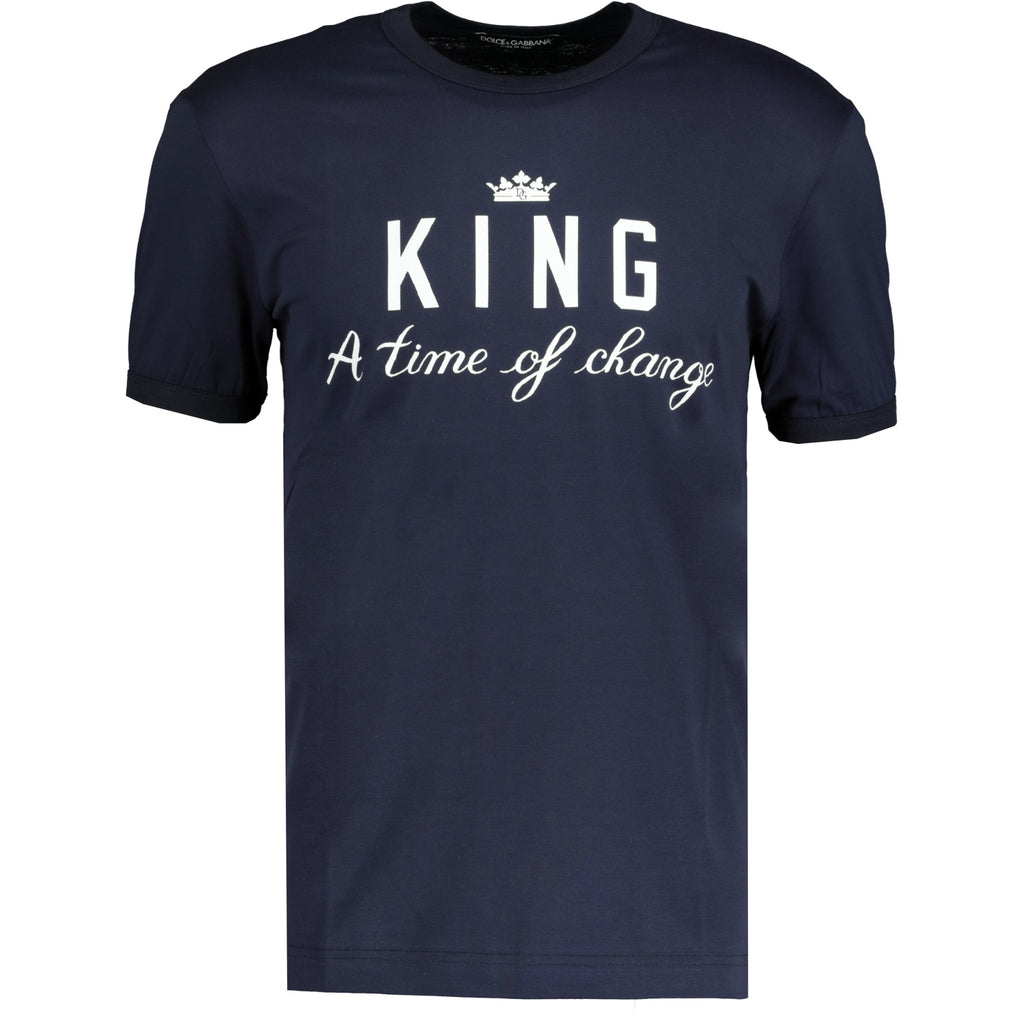 King Print Logo T-Shirt Navy - chancefashionco