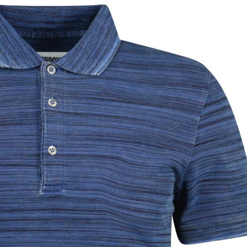 Missoni 3 Button-Up Polo Shirt Striped Navy - chancefashionco