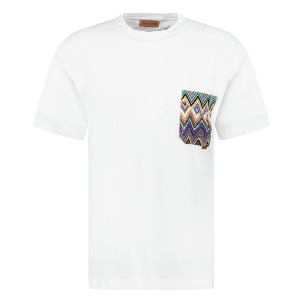Missoni Pocket Zig Zag Logo T-Shirt White - chancefashionco