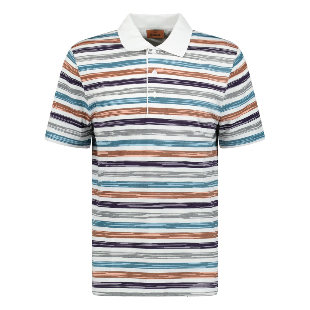 Missoni Striped Cotton Polo White - chancefashionco