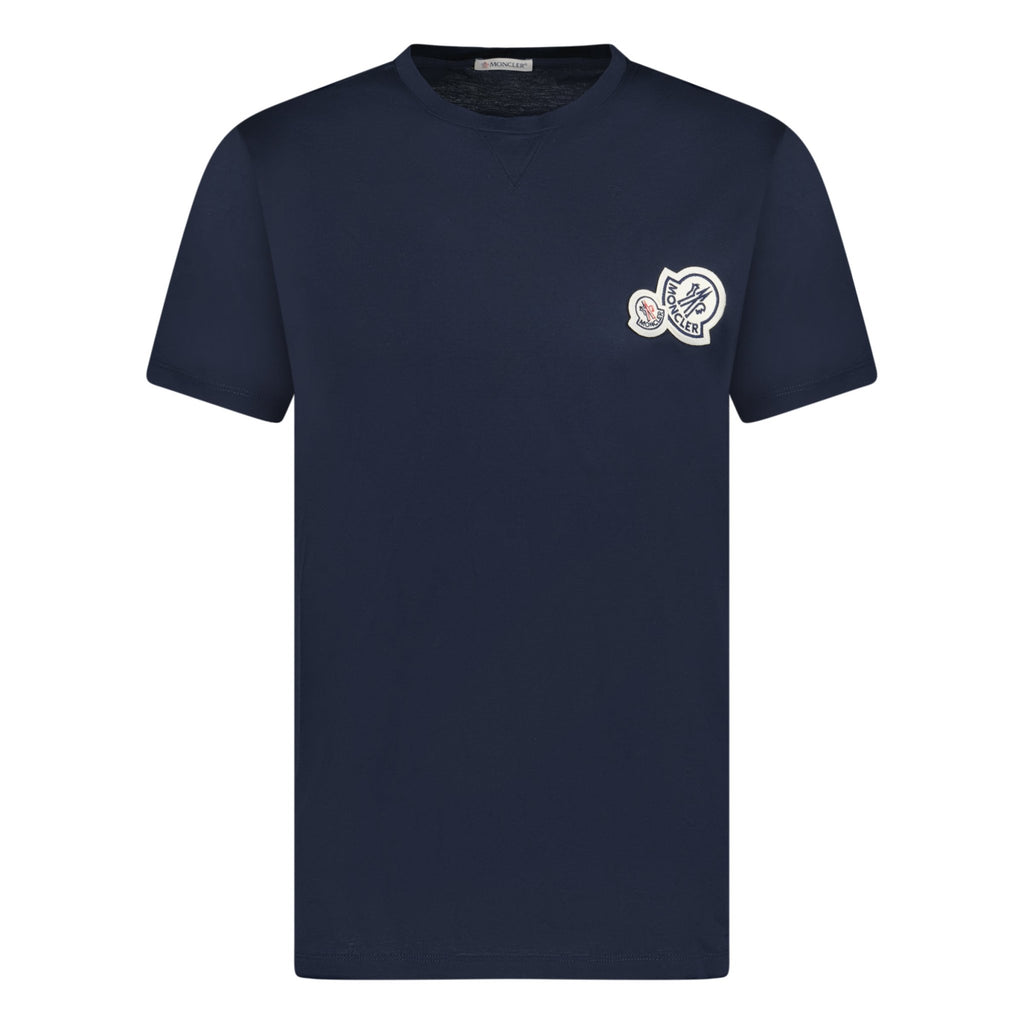 Moncler Double Logo Printed T-Shirt Navy - chancefashionco