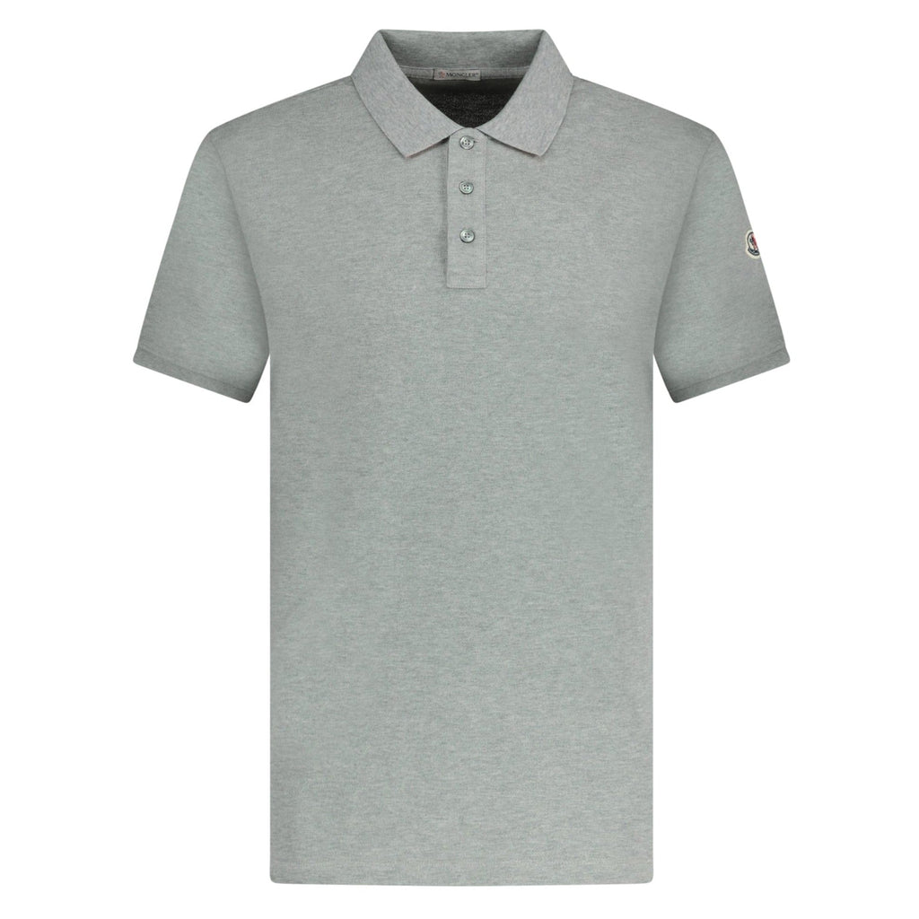 Moncler Logo Print Cotton Polo Grey - chancefashionco