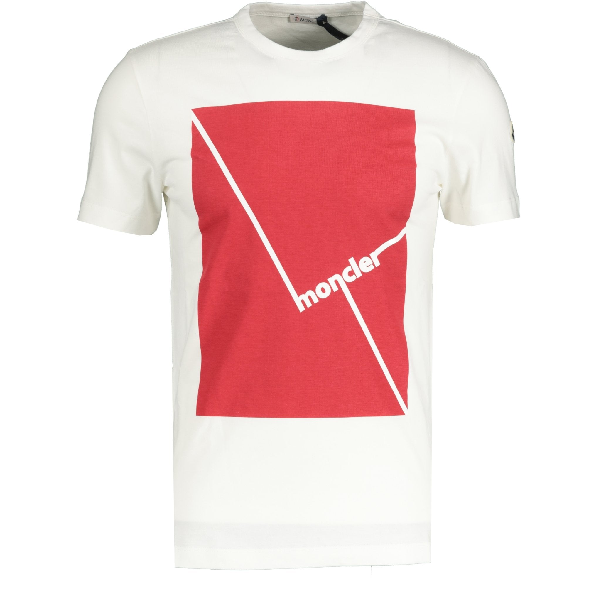 Moncler red and white t shirt Clearance