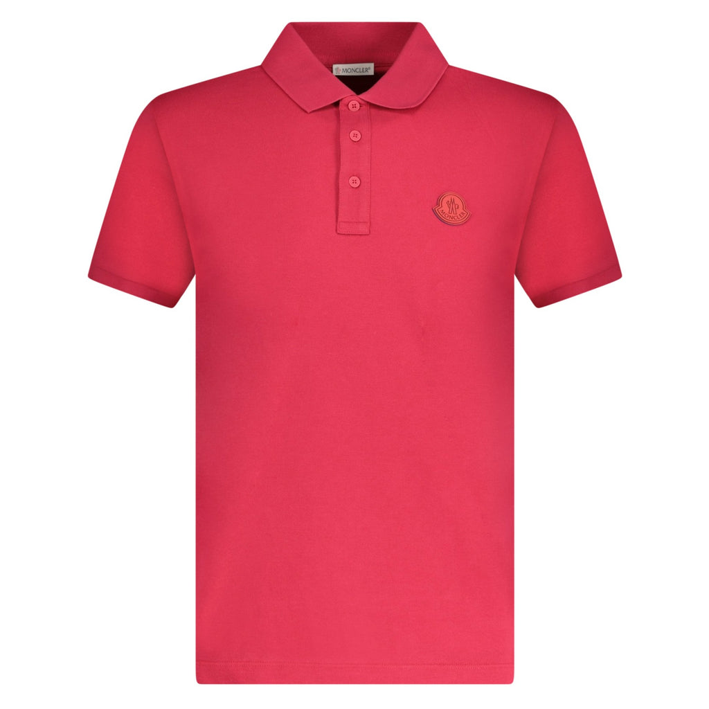 Moncler Logo Soft Cotton Polo Pink - chancefashionco