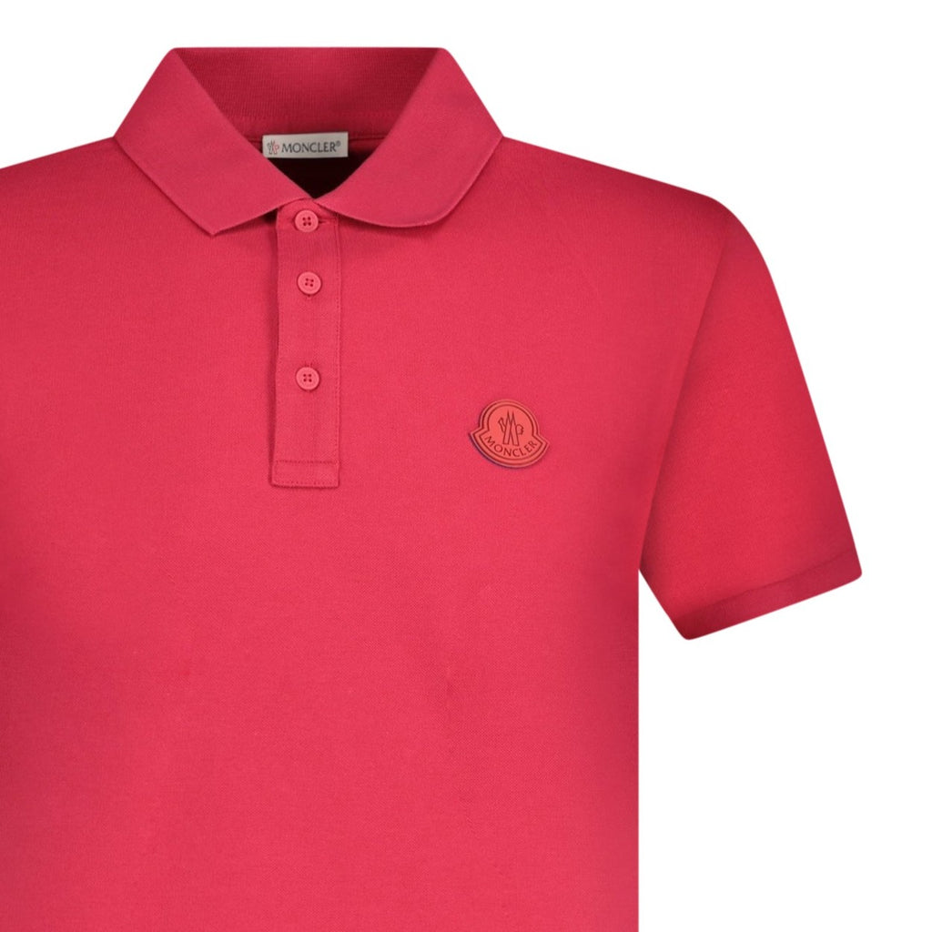 Moncler Logo Soft Cotton Polo Pink - chancefashionco