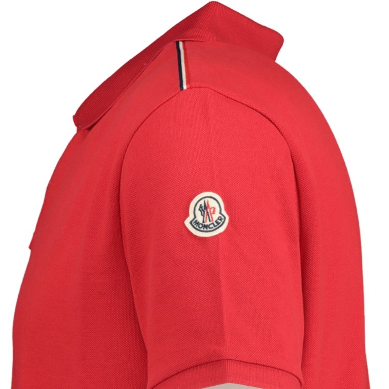 Moncler Stripe Logo Cotton Polo Red - chancefashionco