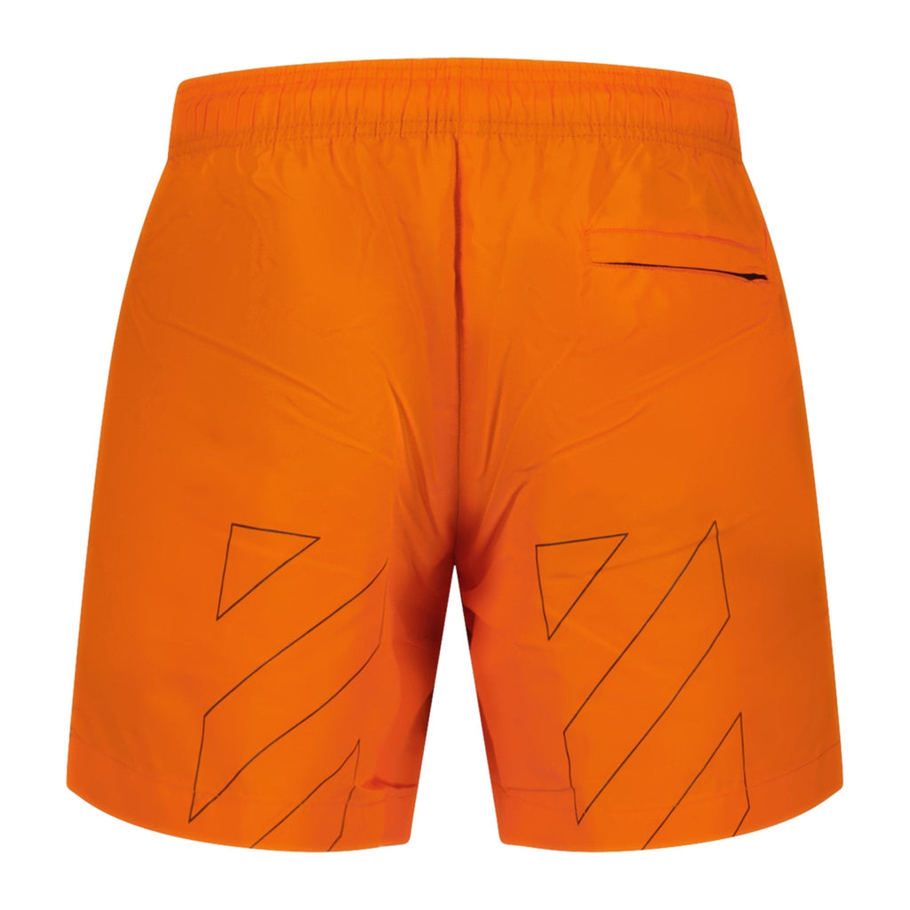 Off-White Diagonal Outline Design Swim Shorts Orange - chancefashionco