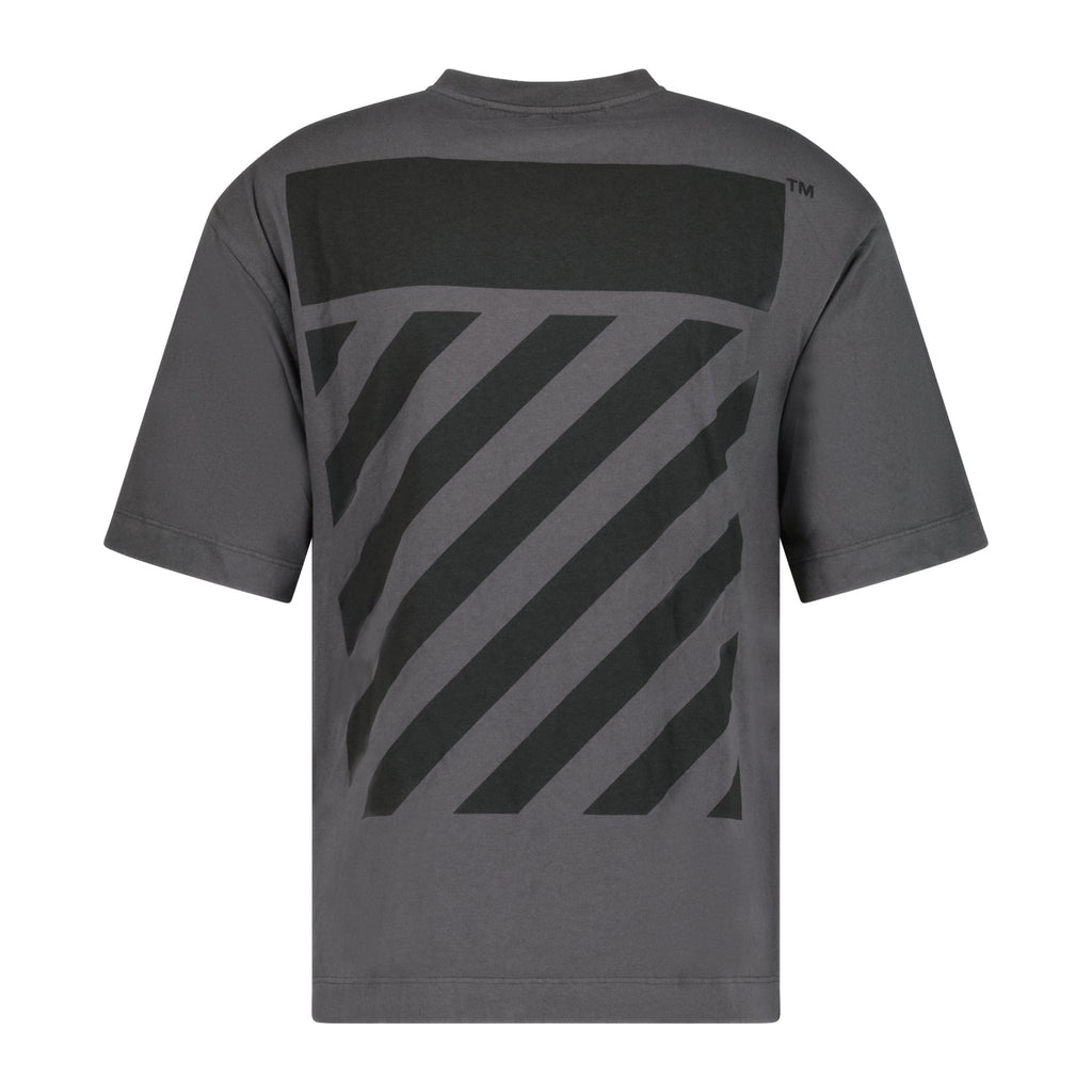 Off-White Wave Diagonal Logo T-Shirt Dark Grey - chancefashionco