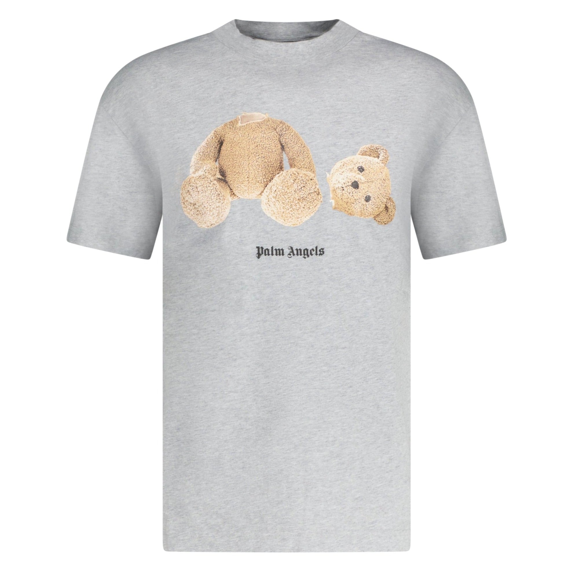 Palm Angels Grey Teddy Bear Logo T-Shirt