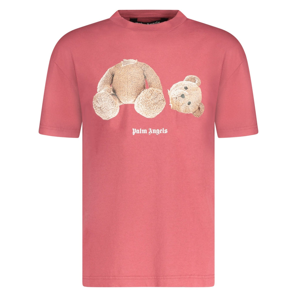 Palm Angels Bear Print T-Shirt Maroon - chancefashionco
