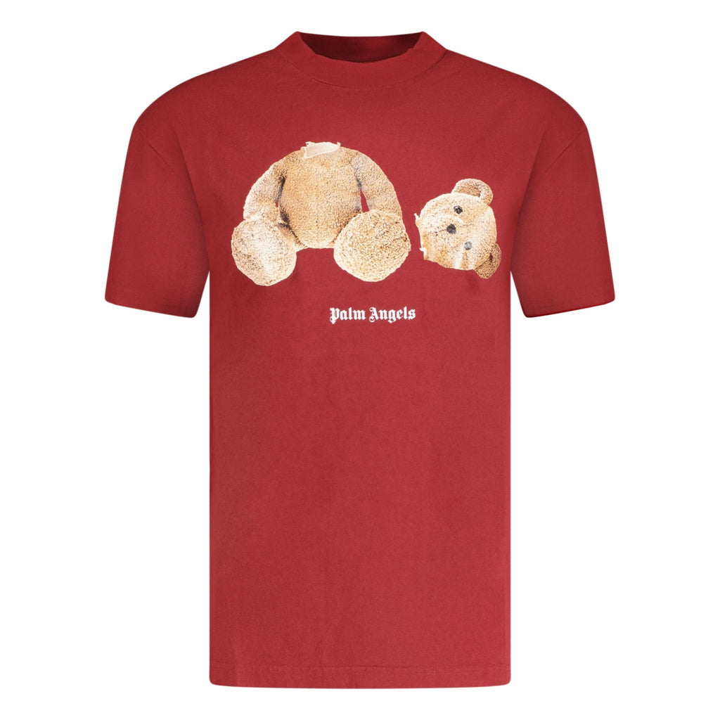 Palm Angels Bear Print T-Shirt Red - chancefashionco