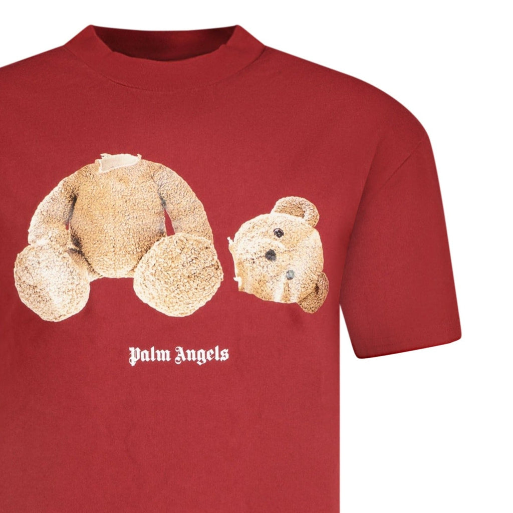 Palm Angels Bear Print T-Shirt Red - chancefashionco