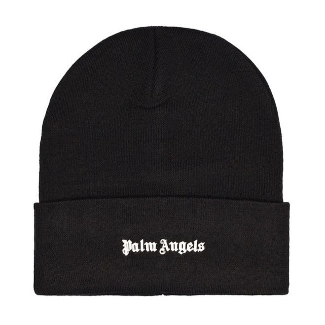 Palm Angels Logo Printed Beanie Black - chancefashionco