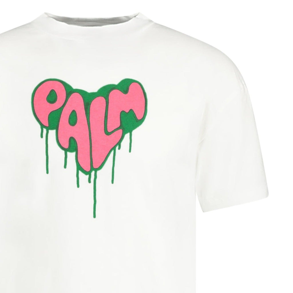 Palm Angels Spray Heart Print T-Shirt White - chancefashionco