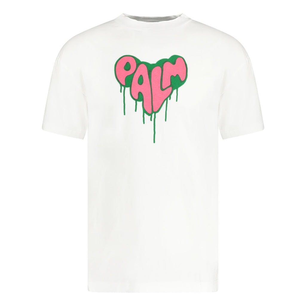 Palm Angels Spray Heart Print T-Shirt White - chancefashionco