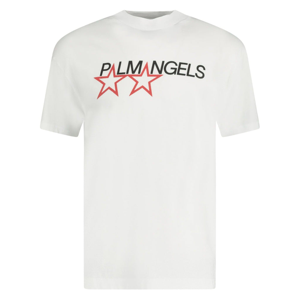 Palm Angels Star Logo Print T-Shirt White - chancefashionco